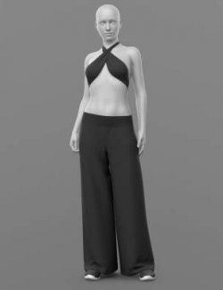 Bandage Top Wide Trousers and Sneakers 2v G8 Female