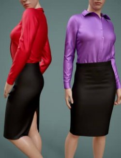 Blouse and Long Skirt Outfit for Genesis 9