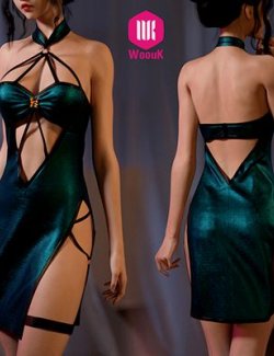 dForce WUK Dark Night Halter Cheongsam for Genesis 8 and 8.1