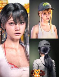 dForce Strand-Based FE Low Ponytail Base Hair for Genesis 9,8 and 8.1