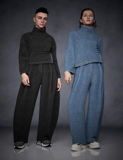 dForce Black Denim Outfit for Genesis 9 Masculine