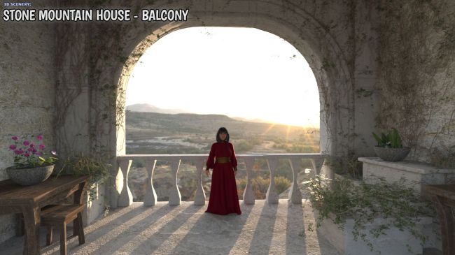 Click here to see preview images for "3D Scenery: Mountain Stone House: Balcony" 3D Scenery: Mountain Stone House: Balcony