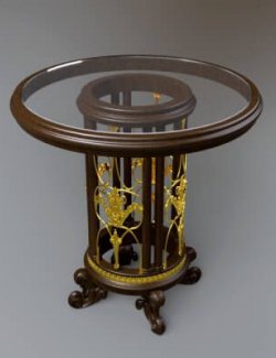 Modern Glass Top Table With Wooden Base AQ3D