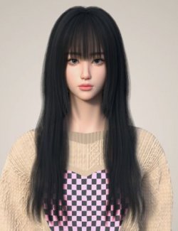 Noir Air Bangs Long Hair for Genesis 9