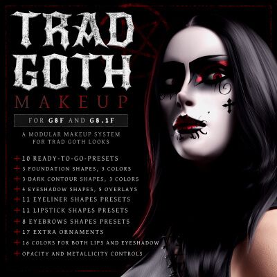 Click here to see preview images for "Trad Goth Makeup for G8F and G8.1F" Trad Goth Makeup for G8F and G8.1F