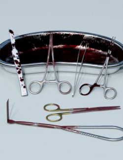 Bloody Surgical Instruments Set