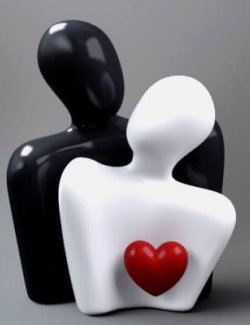 Abstract Romantic Couple Sculpture 3D Model With Heart
