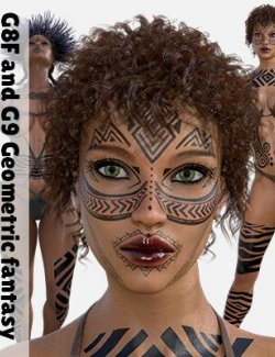 G8F G9 Geometric Fantasy Tribal Makeup and Tattoos