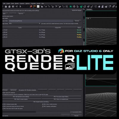 Click here to see preview images for "GTSX-3D's Render Queue Lite for Daz Studio 6" GTSX-3D's Render Queue Lite for Daz Studio 6