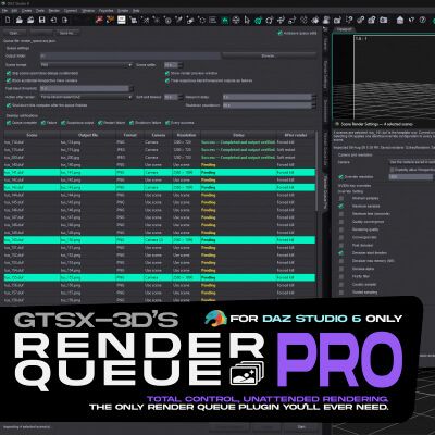 Click here to see preview images for "GTSX-3D's Render Queue Pro for DAZ Studio 6" GTSX-3D's Render Queue Pro for DAZ Studio 6